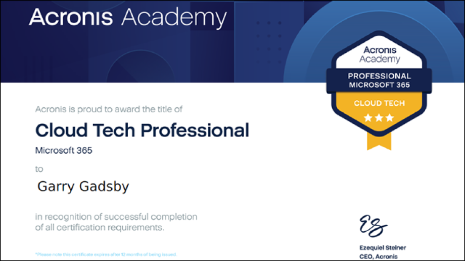 Acronis Cloud Tech Professional Certificate