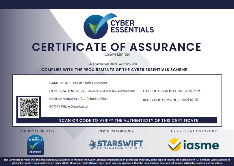 Cyber Essentials Certificate